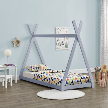 Pat pentru copii Daria, culoare gri deschis, dimensiuni 208 x 96 x 163 cm